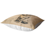 Cat Pillow | Rustic Renaissance Sketch Drawing Antique Style Throw Pillow or Zip Cover | Earth Tone Beige Brown Living Room Decor