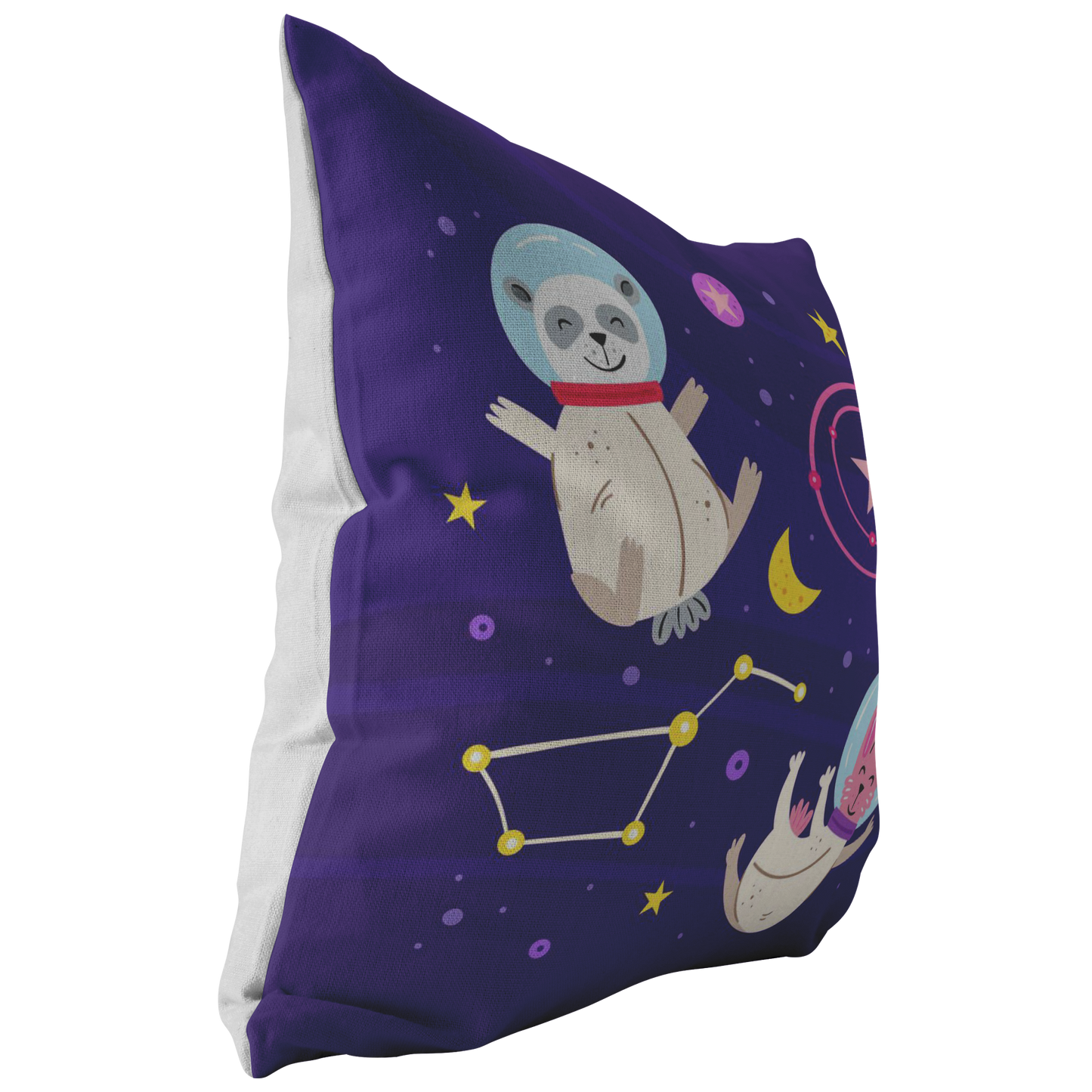 Panda and Bunny in Space Pillow Cover | Space Theme Baby Shower Gift | Kids Boy Girl Astronaut Animal Room Decor