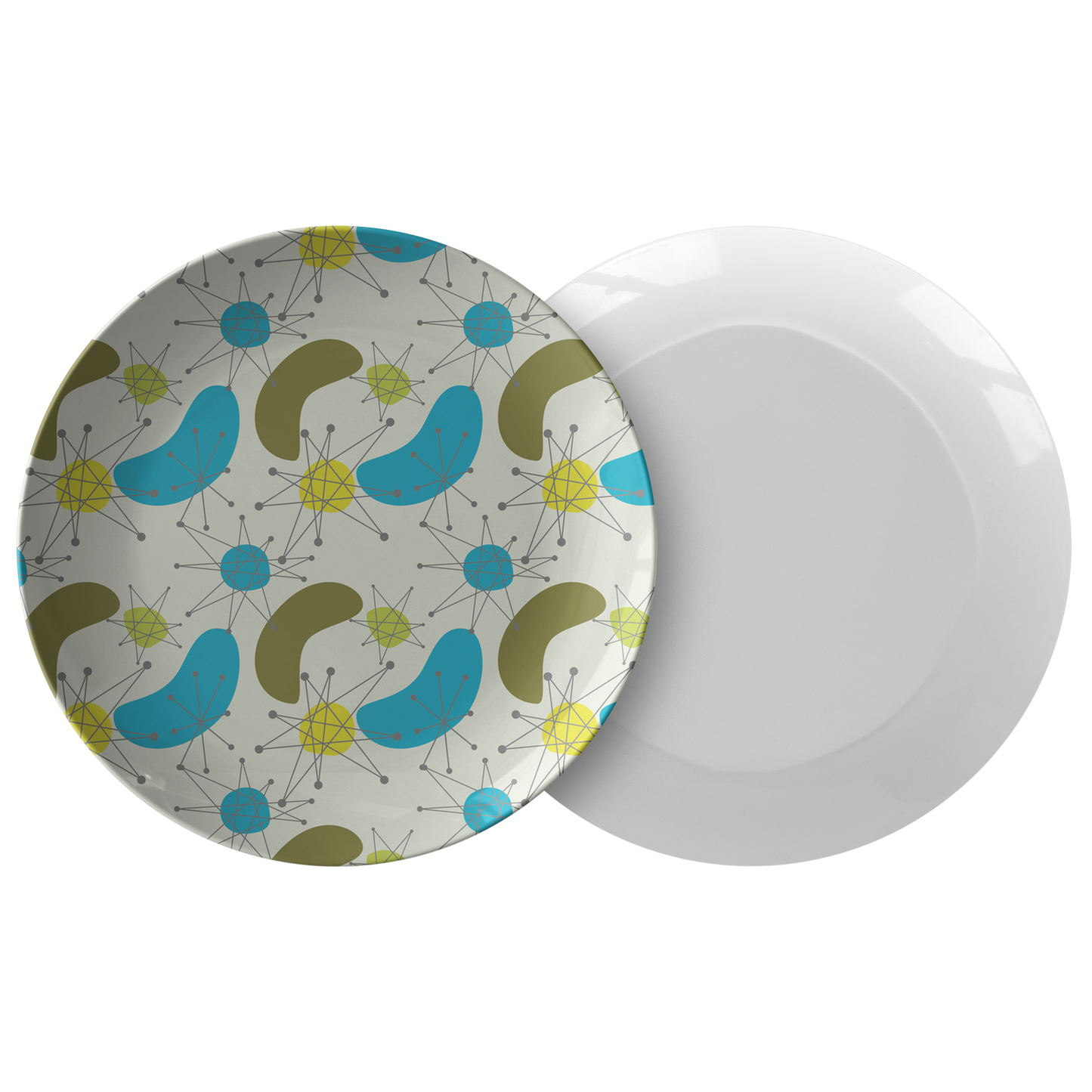 Mid Century Modern Plates | Green Yellow & Blue Home and Kitchen Decor