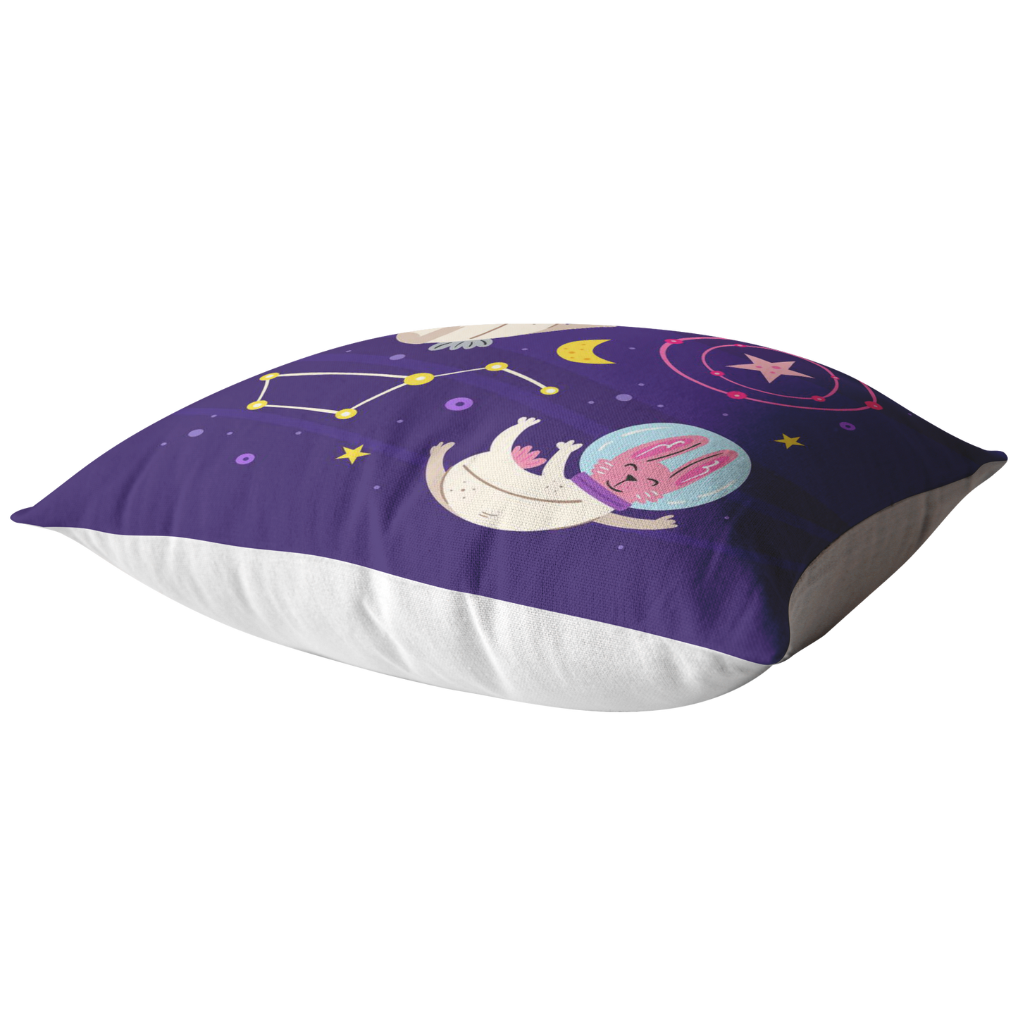 Panda and Bunny in Space Pillow Cover | Space Theme Baby Shower Gift | Kids Boy Girl Astronaut Animal Room Decor