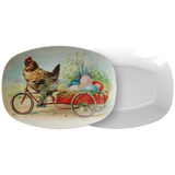 Easter Platter with Vintage Chicken and Eggs Design