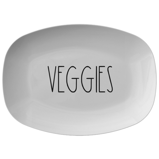 Veggie Tray for Grilling | Vegetable Platter | Rustic Country Farmhouse Kitchen Decor | Minimalist Skinny Font BBQ Grill Dish for Men Women