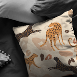 Modern Cheetah Throw Pillow | Black Brown Beige Tropical Jungle Wild Animal Print Earth Tone Neutral Home Decor