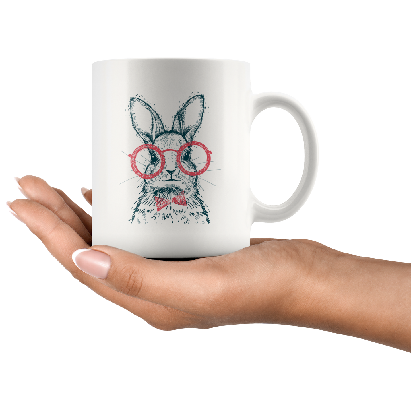 Hipster Bunny with Red Glasses Mug