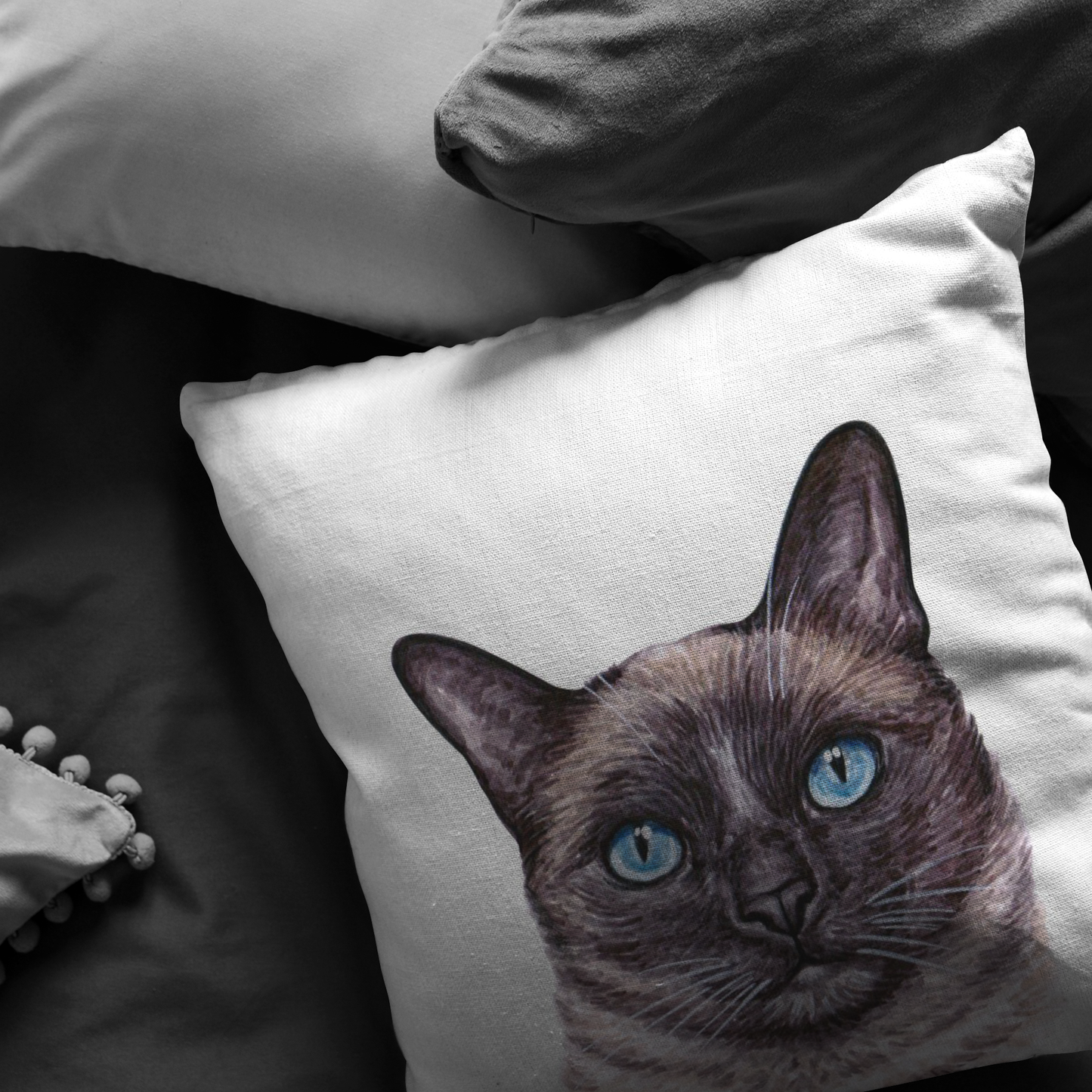 Siamese Cat Throw Pillow | Gift for Cat Lover Mothers Day Idea for Cat Mom Grandma | Siamese Cat Decor