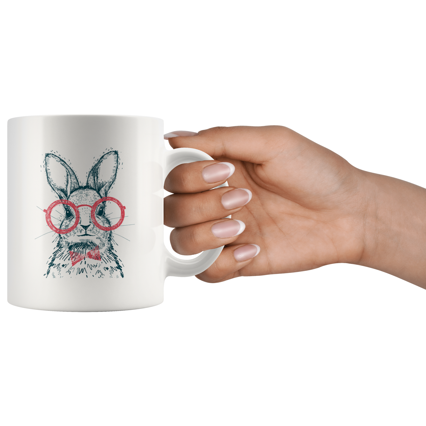 Hipster Bunny with Red Glasses Mug