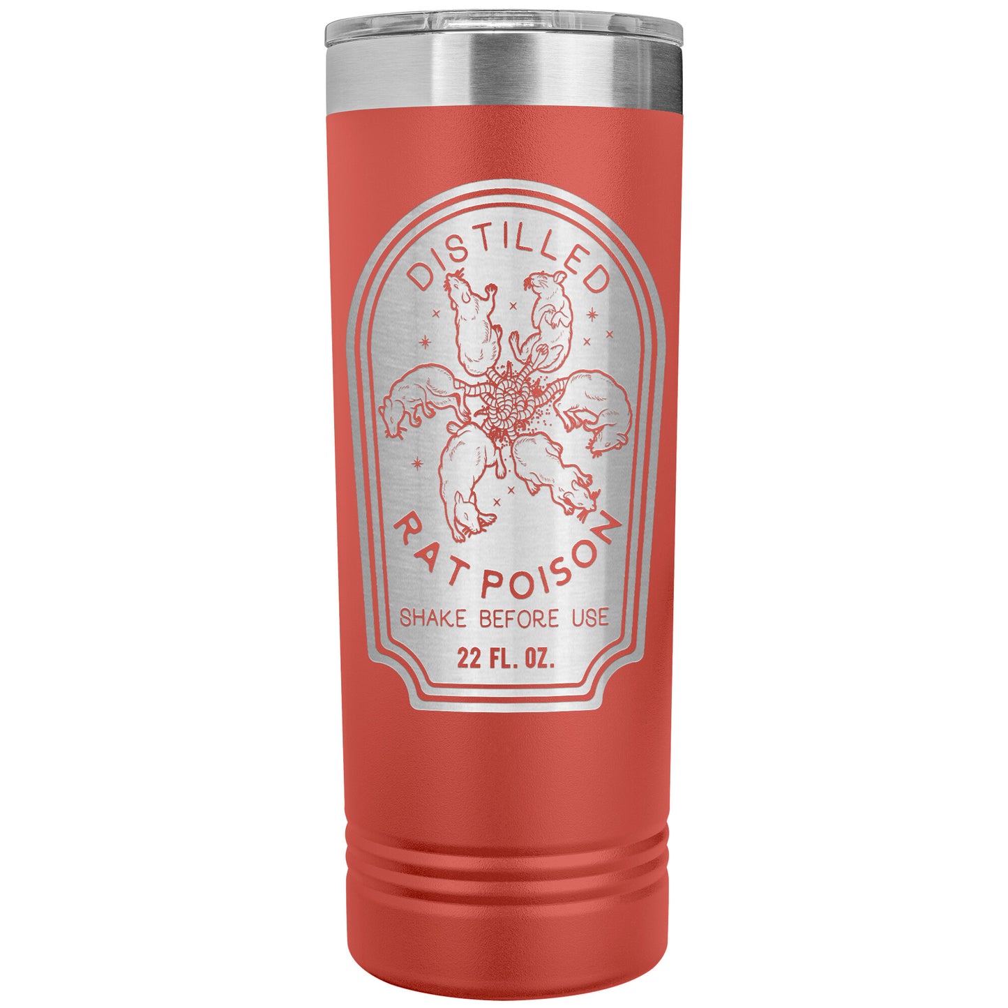 Distilled Rat Poison 22oz Skinny Tumbler Funny Halloween Thermos