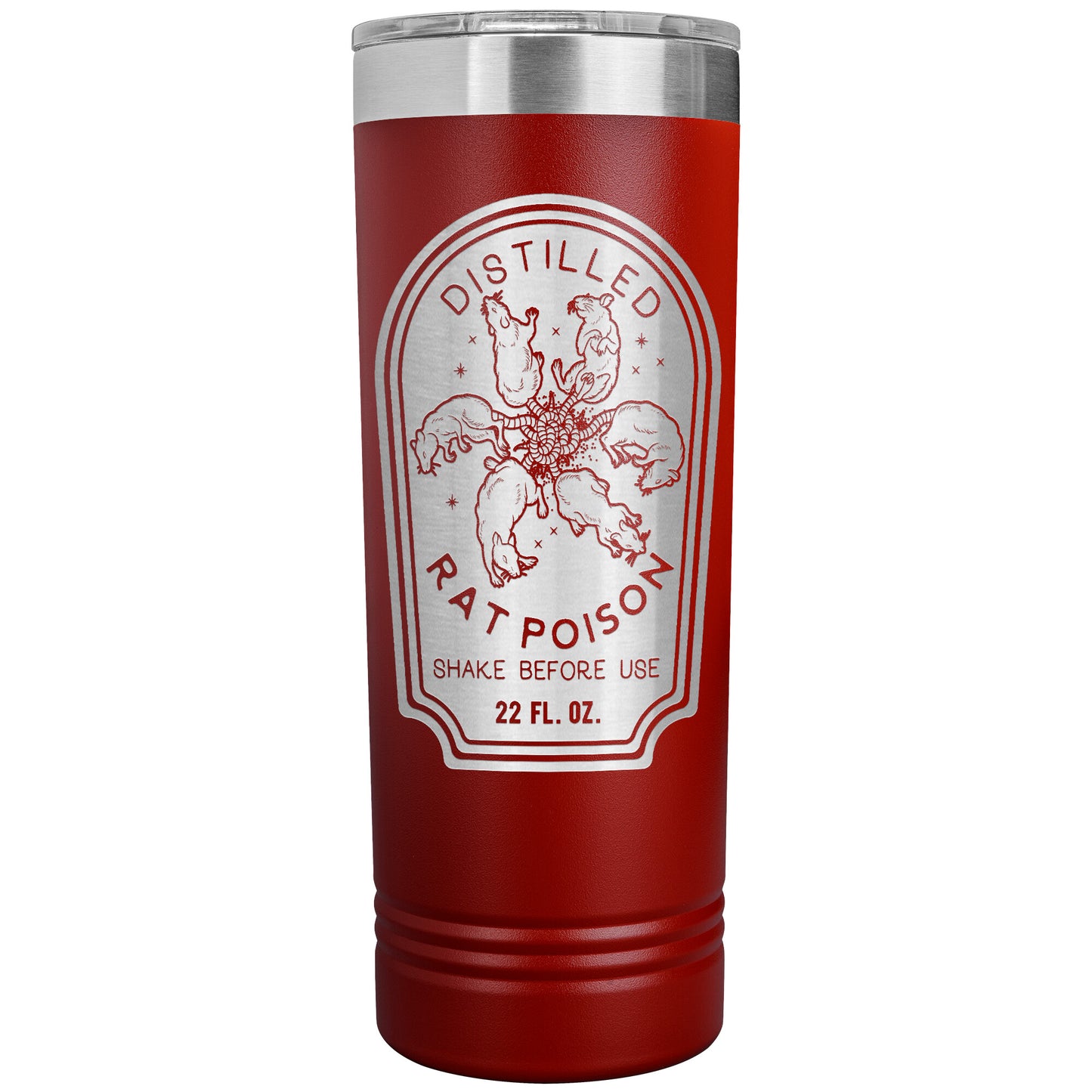 Distilled Rat Poison 22oz Skinny Tumbler Funny Halloween Thermos