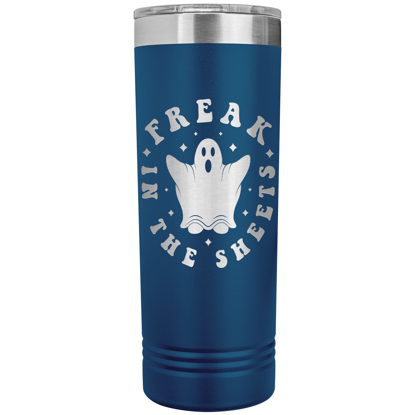 Freak in the Sheets Funny Halloween Ghost 22oz Skinny Tumbler Laser Engraved