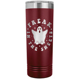 Freak in the Sheets Funny Halloween Ghost 22oz Skinny Tumbler Laser Engraved