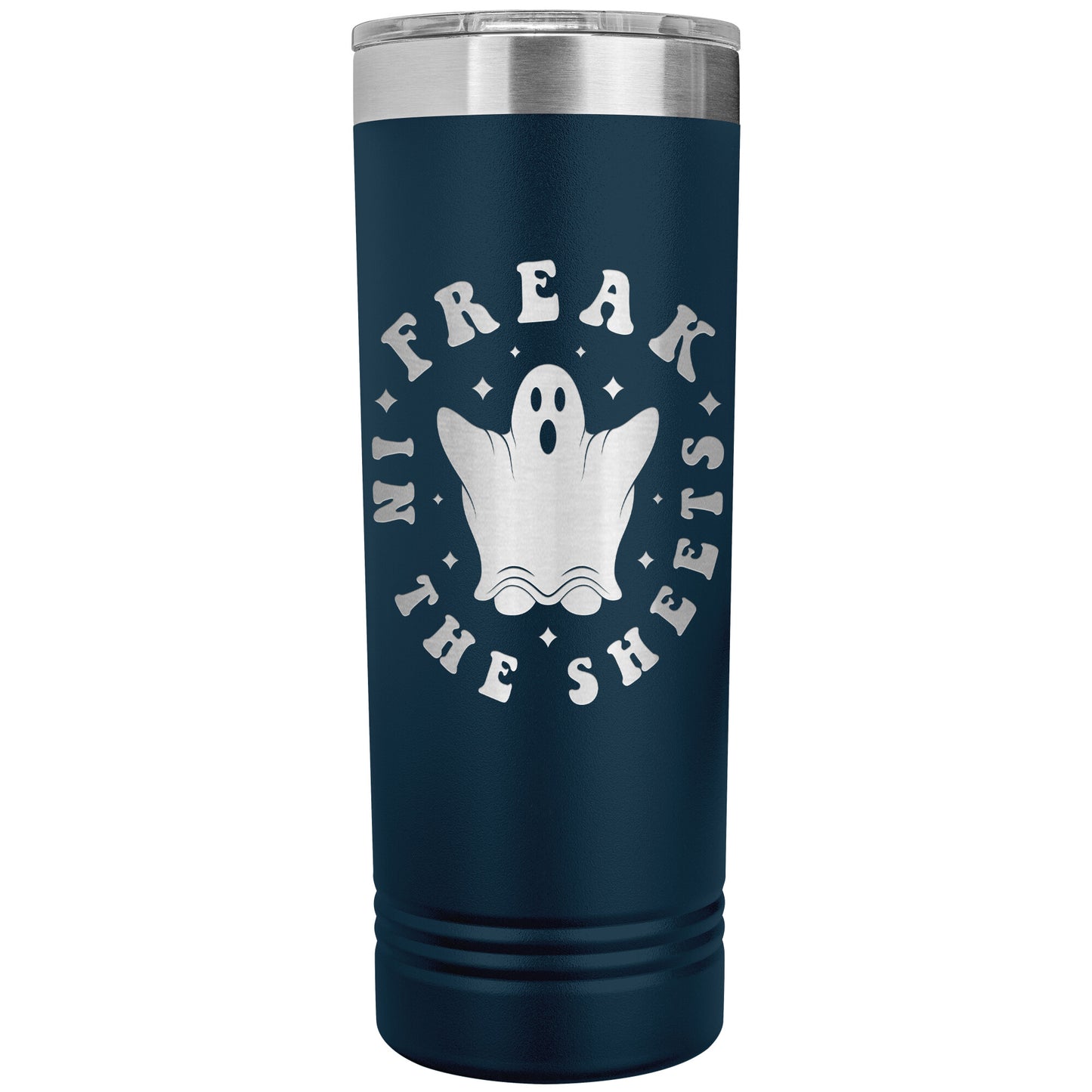 Freak in the Sheets Funny Halloween Ghost 22oz Skinny Tumbler Laser Engraved
