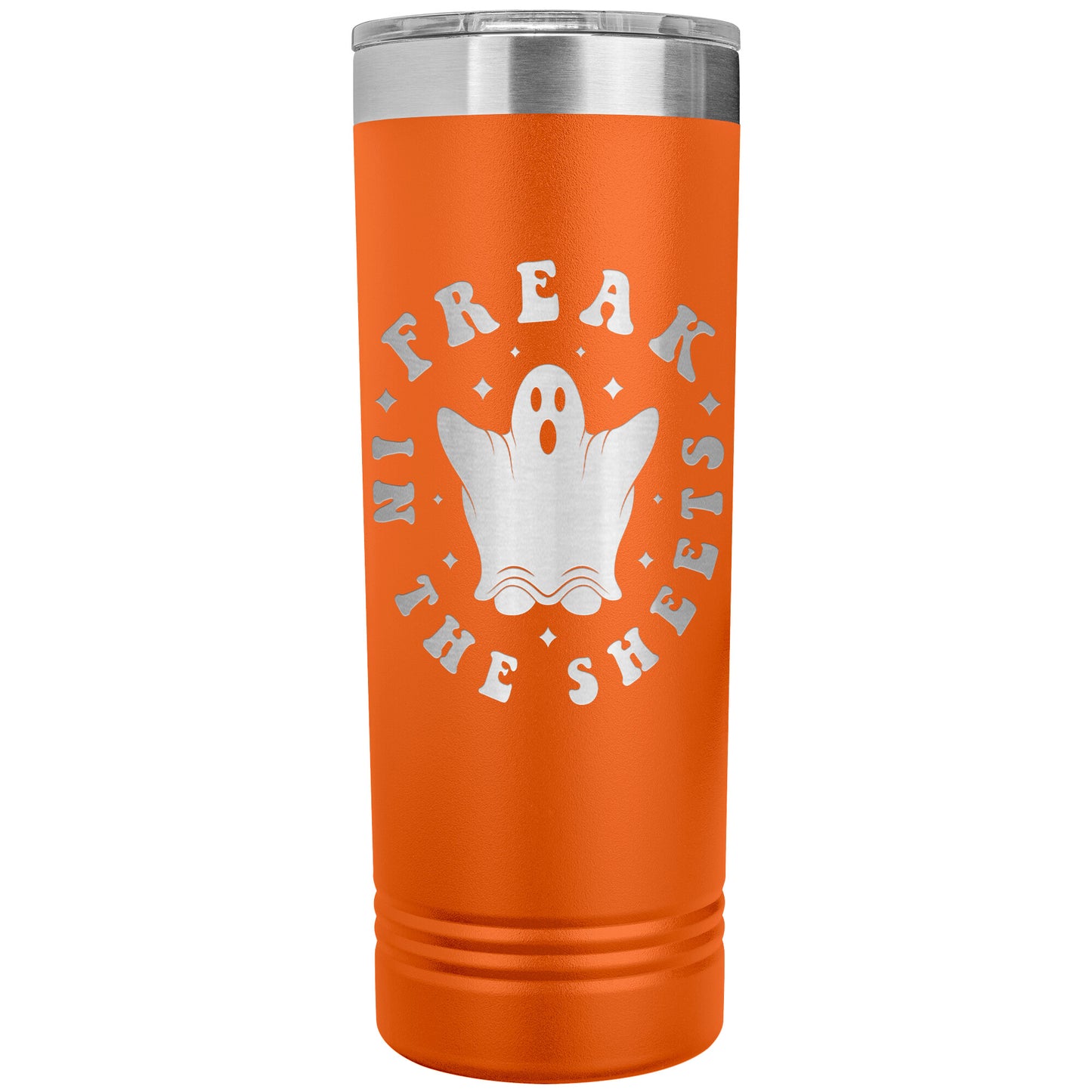 Freak in the Sheets Funny Halloween Ghost 22oz Skinny Tumbler Laser Engraved