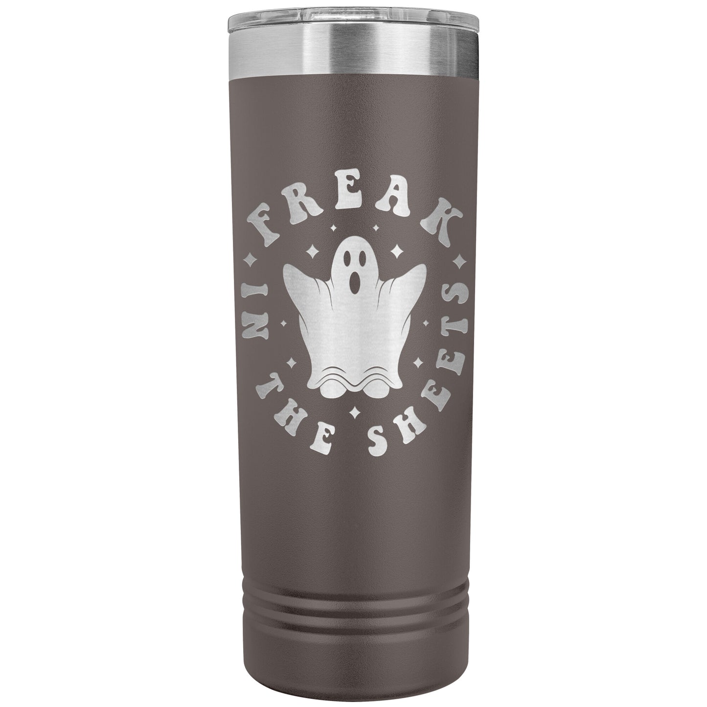 Freak in the Sheets Funny Halloween Ghost 22oz Skinny Tumbler Laser Engraved