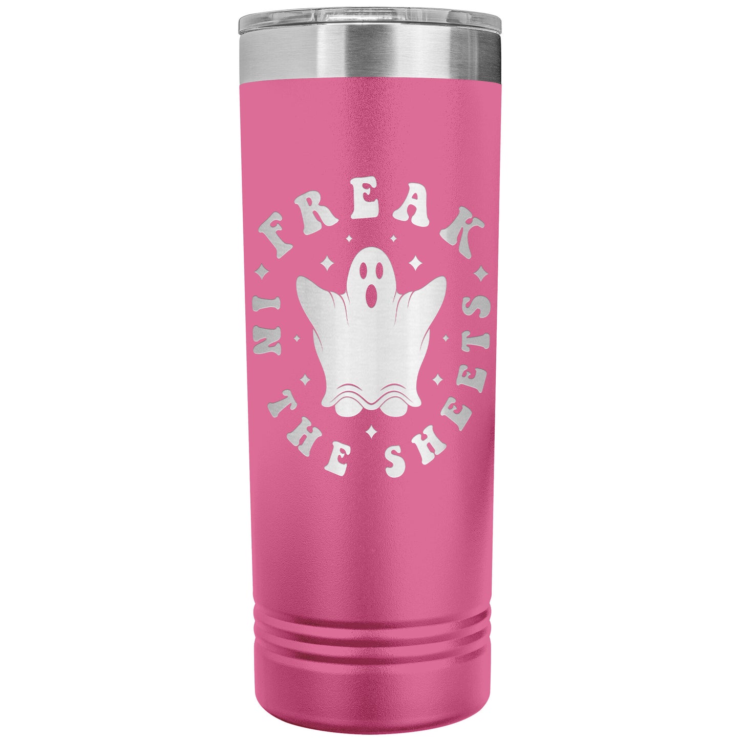 Freak in the Sheets Funny Halloween Ghost 22oz Skinny Tumbler Laser Engraved