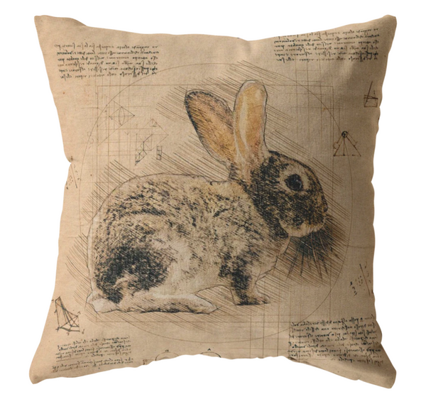 Vintage Rustic Renaissance Sketch Style Throw Pillow or Zip Cover with Insert | Earth Tone Easter Living Room Decor