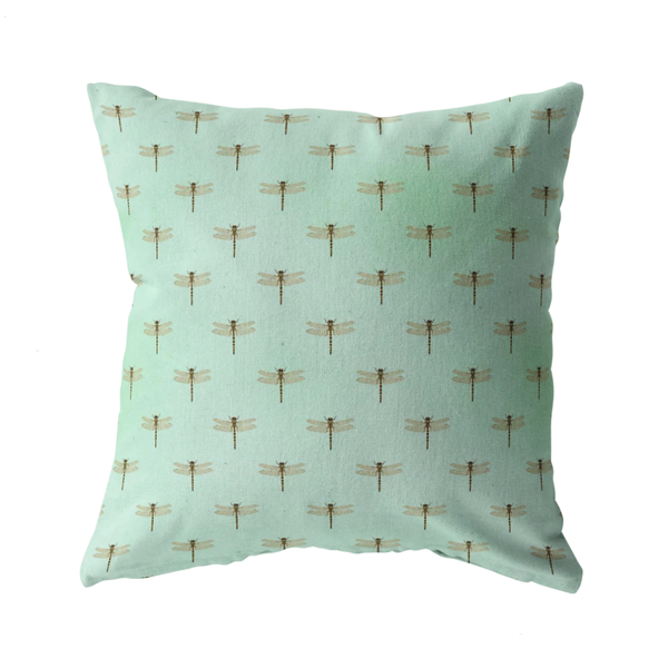 Mint Green Dragonfly Pillow or Pillow Cover | Cute Easter or Spring Home Decor