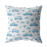 Blue and White Trucks Cars Hearts Stars & Clouds Pillow Cover for Baby Nursery Kids Teen Boy Bedroom