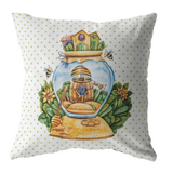 Honey Bee Pillow Green and Brown Bee Lover Gift | Bedroom Living Room Decor | Unisex Neutral Nursery | Mothers Day Idea