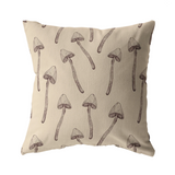 Magic Mushroom Pillow Cover | Psilocybin Mushroom Home Decor | Beige Brown Neutral Earth Tones