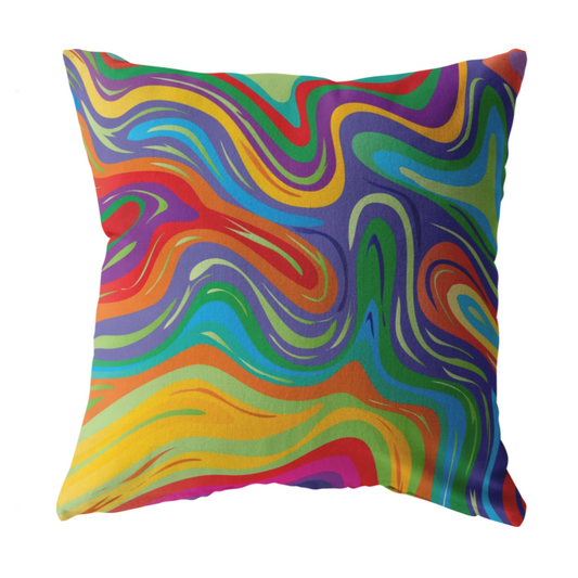 Rainbow Swirl Decorative Throw Pillow Cover | Colorful Red Blue Purple Yellow Green Home Decor