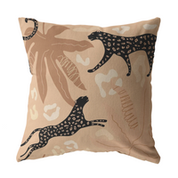 Modern Cheetah Throw Pillow | Black Brown Beige Tropcial Jungle Animal Print Earth Tone Neutral Home Decor