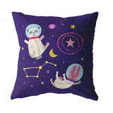 Panda and Bunny in Space Pillow Cover | Space Theme Baby Shower Gift | Kids Boy Girl Astronaut Animal Room Decor