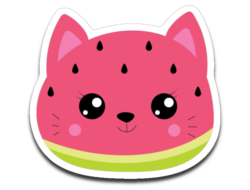 Kawaii Watermelon Cat Vinyl Decal Sticker