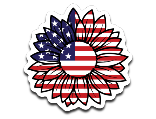 Sunflower American Flag Vinyl Decal Sticker