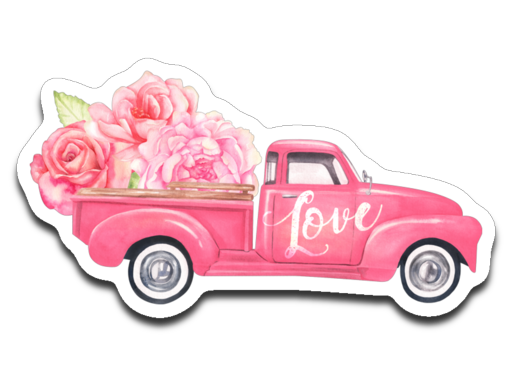 Pink Love Truck Vinyl Decal Sticker
