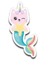 Mermaid Cat  Unicorn Caticorn Unicat Vinyl Decal Sticker