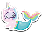 Mermaid Unicorn Cat Caticorn Vinyl Decal Sticker