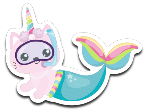 Mermaid Unicorn Cat Caticorn Vinyl Decal Sticker
