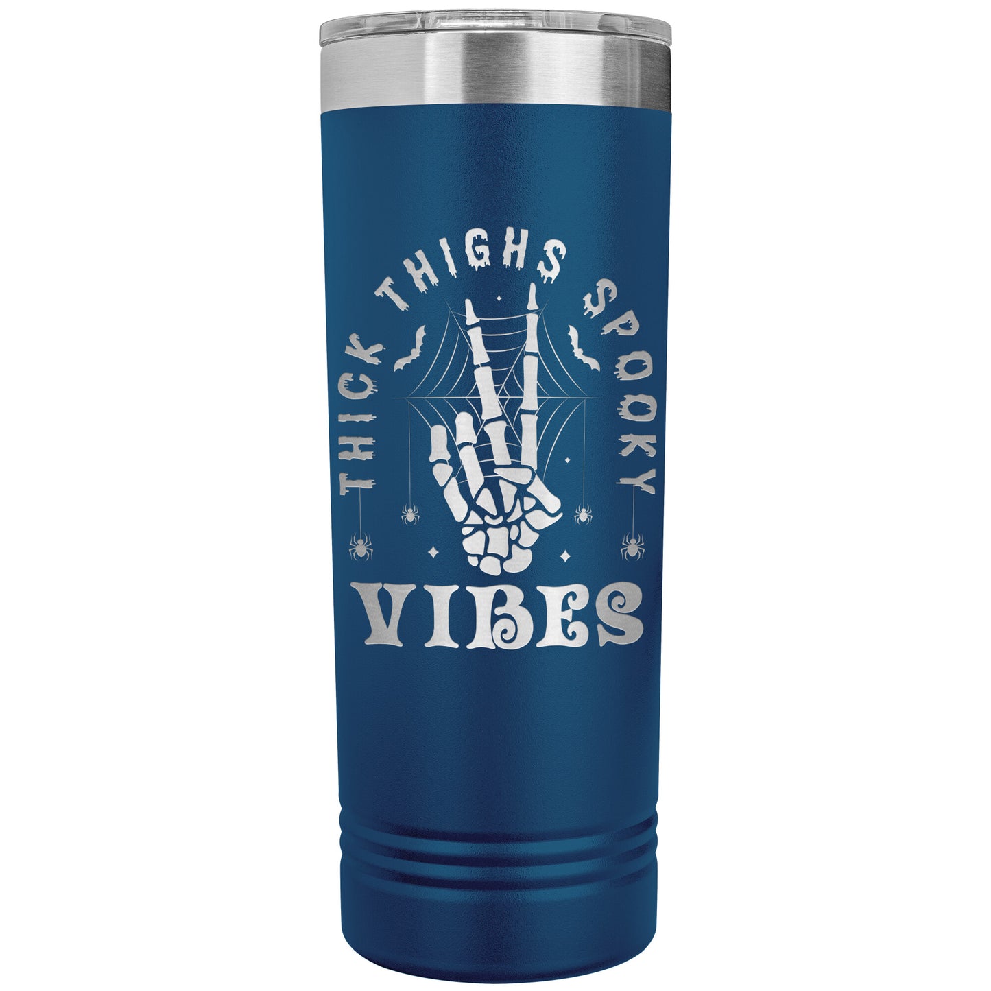 Thick Thighs Spooky Vibes Funny Halloween 22oz Skinny Tumbler Laser Engraved
