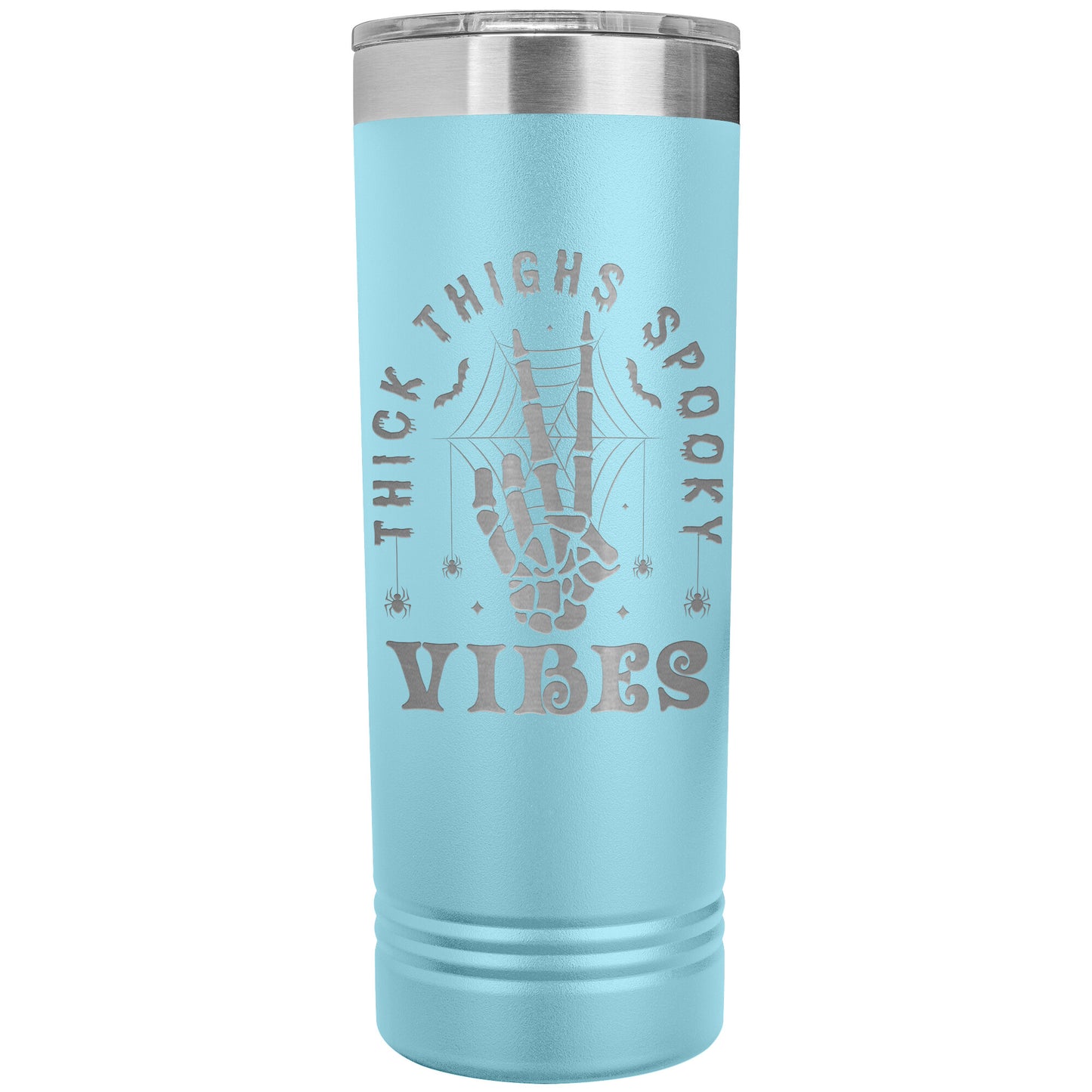 Thick Thighs Spooky Vibes Funny Halloween 22oz Skinny Tumbler Laser Engraved