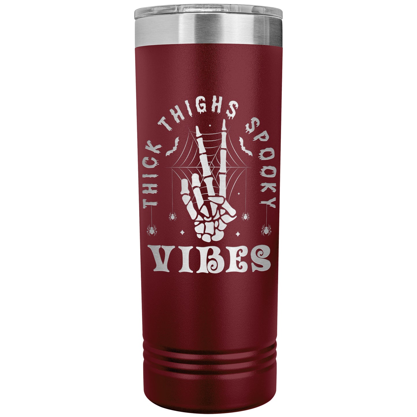 Thick Thighs Spooky Vibes Funny Halloween 22oz Skinny Tumbler Laser Engraved