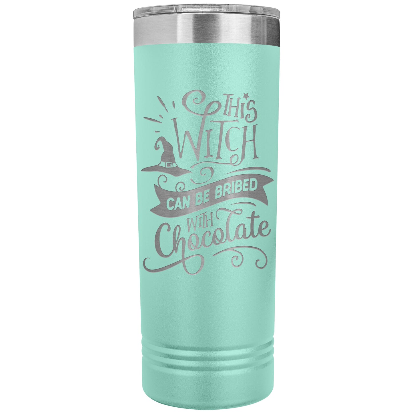 This Witch Can Be Bribed with Chocolate 22oz Skinny Tumbler Laser Engraved Halloween Gift