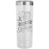 This Witch Can Be Bribed with Chocolate 22oz Skinny Tumbler Laser Engraved Halloween Gift