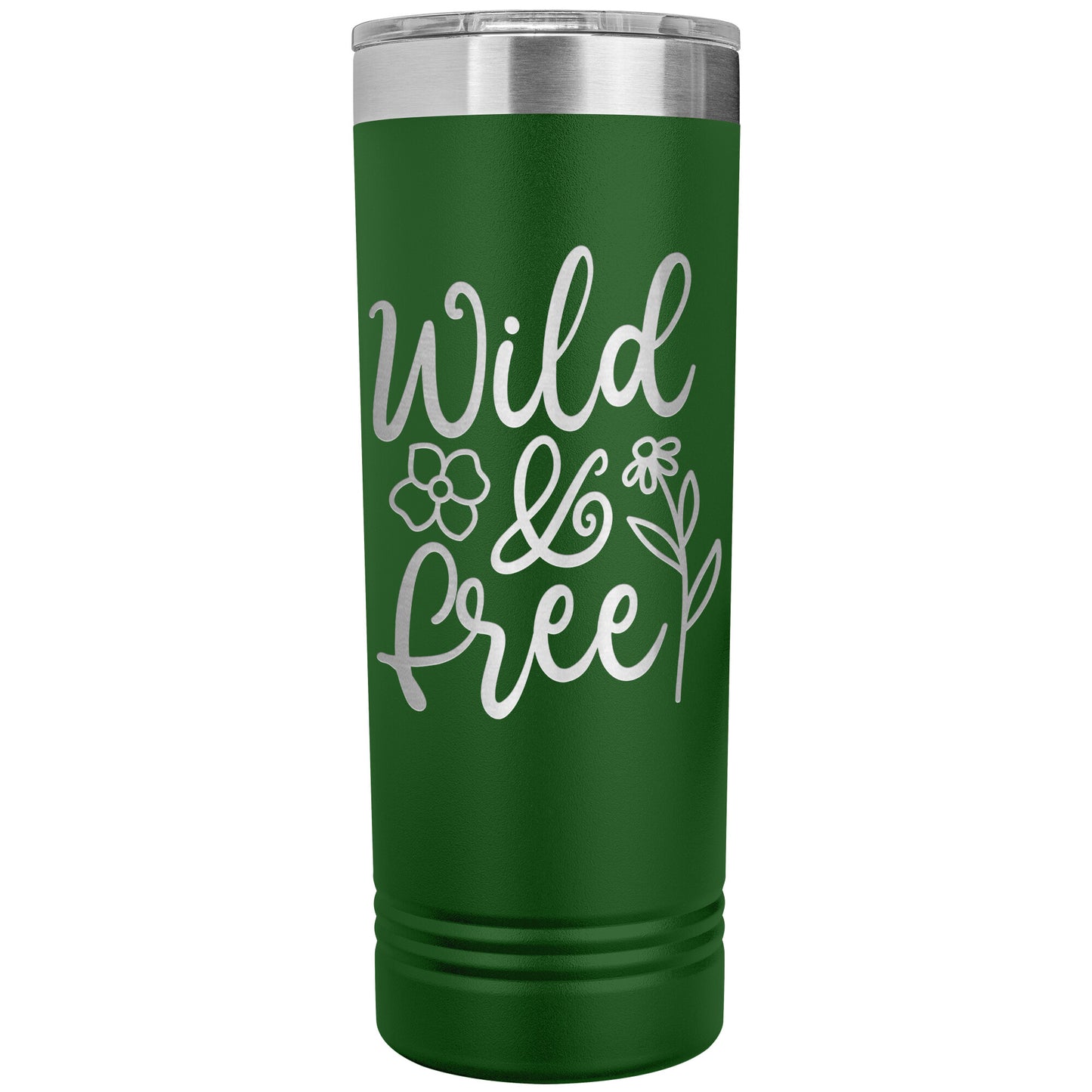 Wild and Free 22oz Skinny Tumbler Laser Engraved