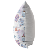 Nautical Pillow Cover | Pink and Blue Whales and Bears in Heart Air Balloon for Nursery or Kids