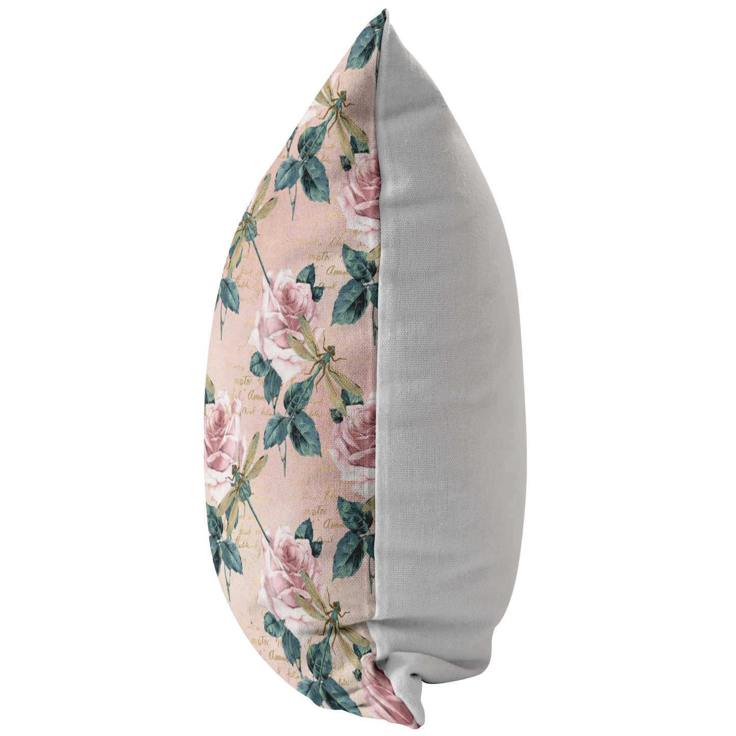 Dragonflies and Roses Pink Green Pillow or Pillow Cover | Spring Home Decor | Easter Decorations