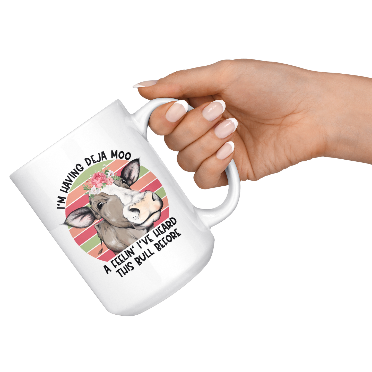 Deja Moo | Funny Cow Mug for Women | Cute 15oz Coffee Cup | Birthday Mothers Day Gift Idea for Mom Grandma