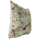 Dragonflies and Flowers Pink Blue Green Pillow or Pillow Cover | Spring Home Decor | Easter Decorations