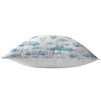 Blue and White Trucks Cars Hearts Stars & Clouds Pillow Cover for Baby Nursery Kids Teen Boy Bedroom