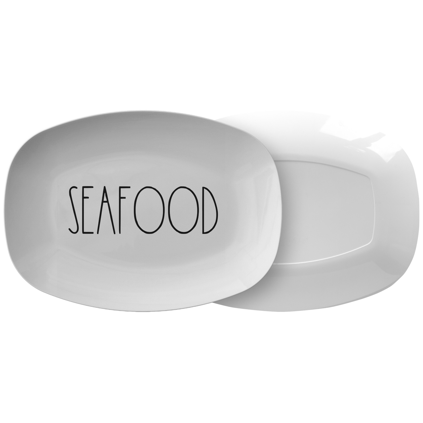 Seafood Platter Rustic Country Farmhouse Kitchen Decor | Minimalist Skinny Font BBQ Grill Dish