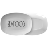 Seafood Platter Rustic Country Farmhouse Kitchen Decor | Minimalist Skinny Font BBQ Grill Dish