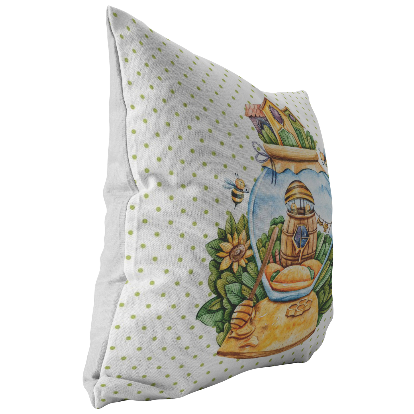Honey Bee Pillow Green and Brown Bee Lover Gift | Bedroom Living Room Decor | Unisex Neutral Nursery | Mothers Day Idea