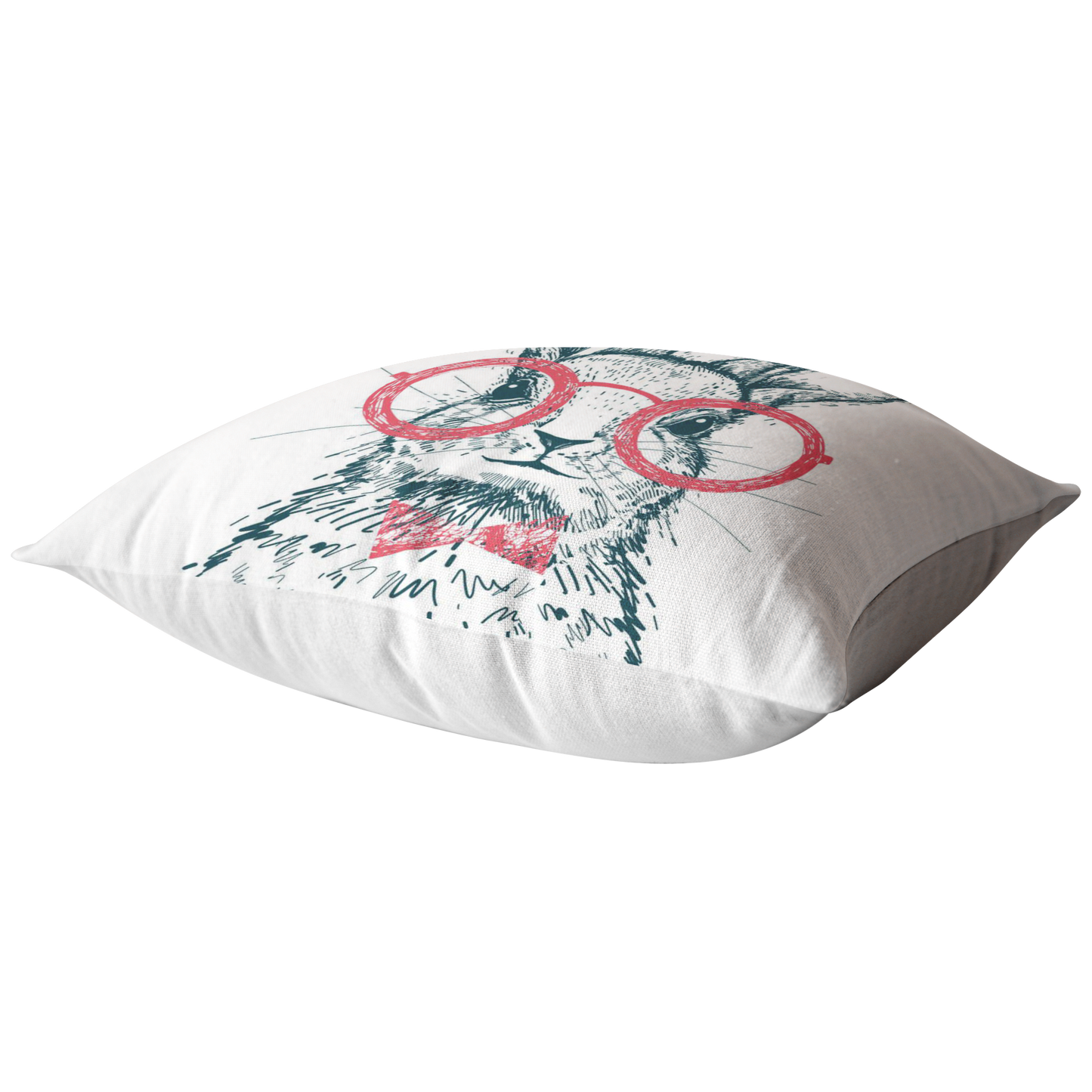 Easter Bunny with Red Glasses and Bow Tie Throw Pillow or Zip Pillow Cover | Spring Farmhouse Decor