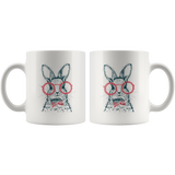 Hipster Bunny with Red Glasses Mug