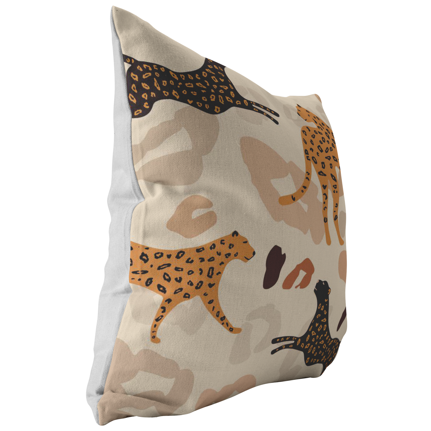 Modern Cheetah Throw Pillow | Black Brown Beige Tropical Jungle Wild Animal Print Earth Tone Neutral Home Decor