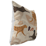 Modern Cheetah Throw Pillow | Black Brown Beige Tropical Jungle Wild Animal Print Earth Tone Neutral Home Decor